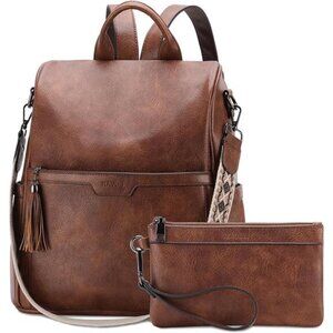 Fashion Anti Theft Vegan Leather with Guitar Shoulder Strap, Brown